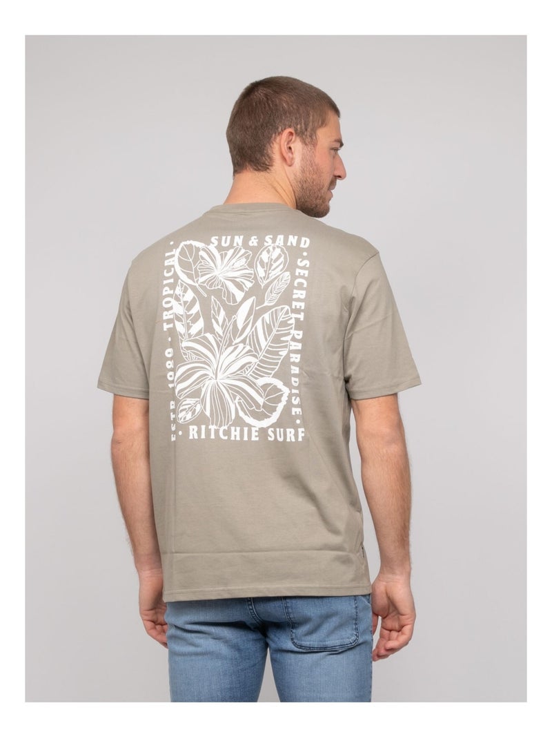T-shirt coton motifs noripac Kaki - Kiabi