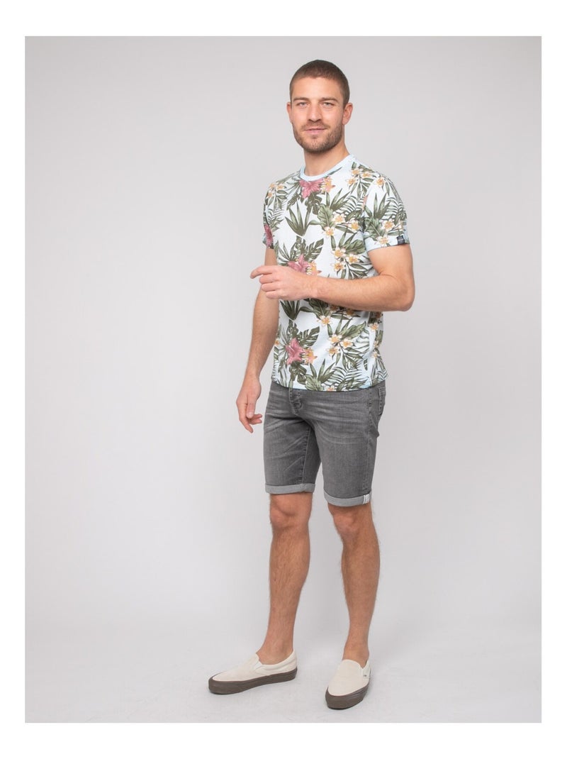 T-shirt coton motifs noubomel Bleu ciel - Kiabi