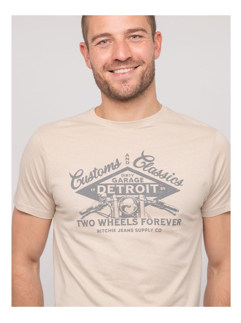 T-shirt coton motifs nouparix Beige - Kiabi