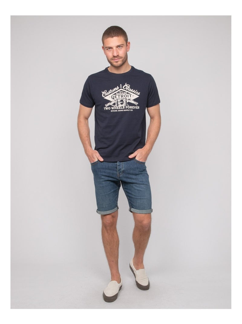 T-shirt coton motifs nouparix Bleu marine - Kiabi