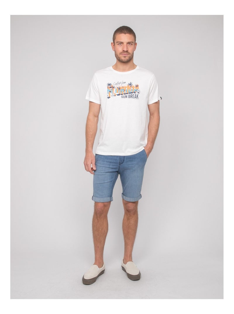 T-shirt coton motifs nourito Ecru - Kiabi