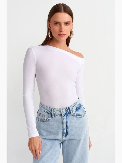 T-shirt coupe asymétrique ajouré manches longues ajusté dilvin - Kiabi