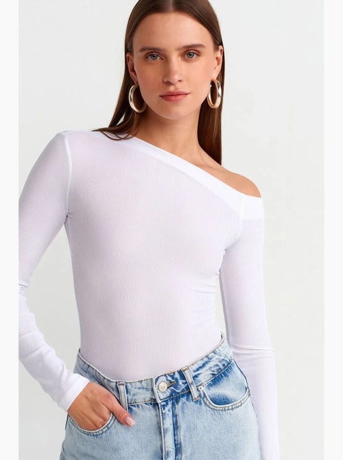 T-shirt coupe asymétrique ajouré manches longues ajusté dilvin - Kiabi