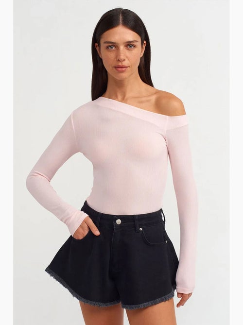 T-shirt coupe asymétrique ajouré manches longues ajusté dilvin - Kiabi