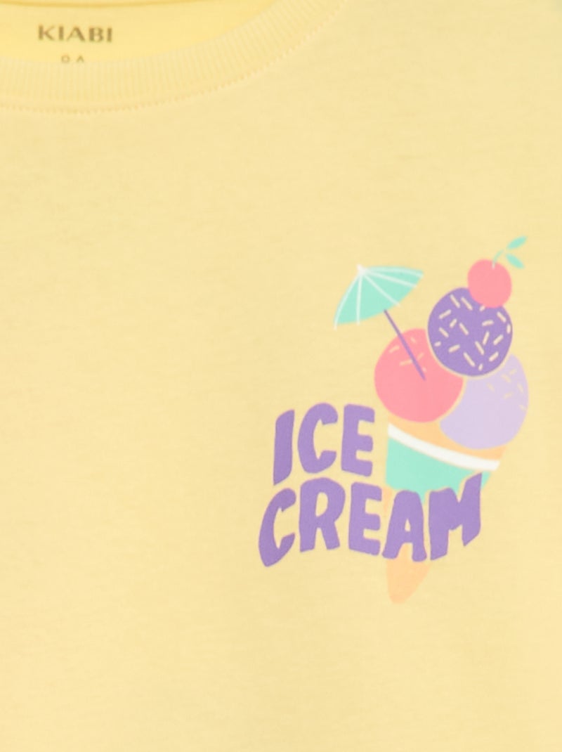 T-shirt coupe loose imprimé dos & poitrine Jaune - Kiabi