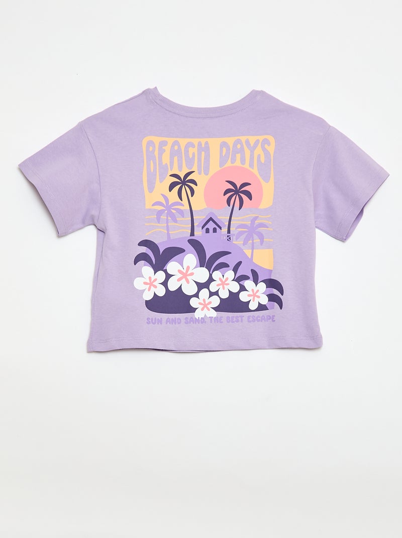 T-shirt coupe loose imprimé dos & poitrine Violet - Kiabi
