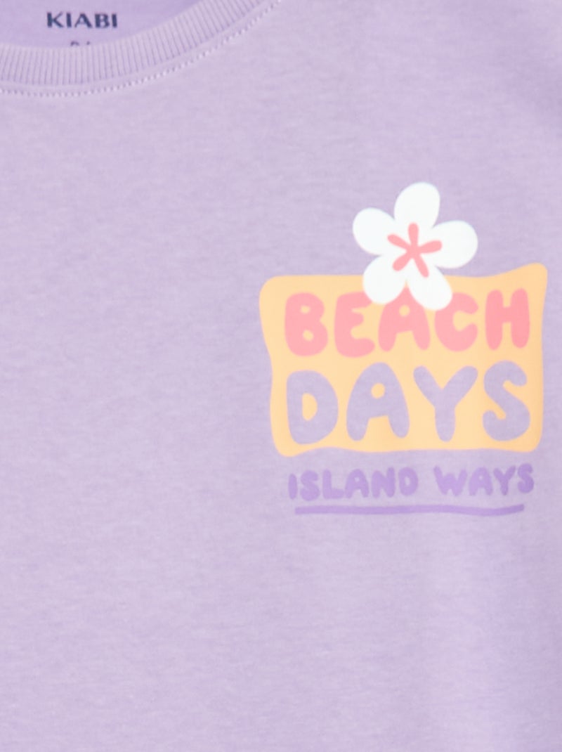 T-shirt coupe loose imprimé dos & poitrine Violet - Kiabi