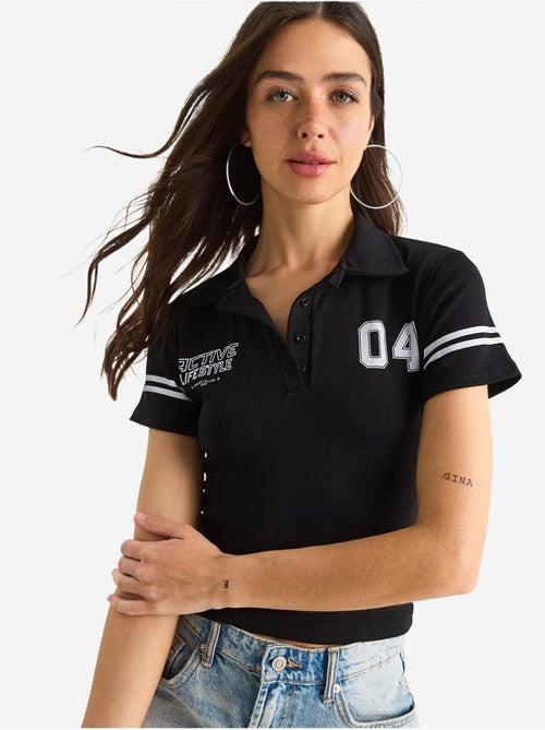T-shirt court à manches courtes et col polo imprimé lucci - Kiabi