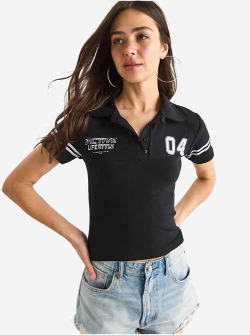 T-shirt court à manches courtes et col polo imprimé lucci - Kiabi
