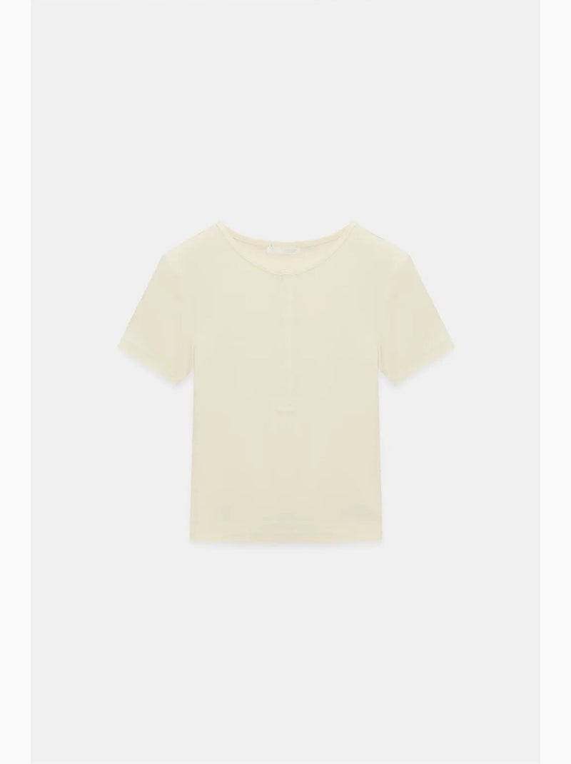 T-shirt court ajusté jersey manches courtes dilvin Beige argile - Kiabi