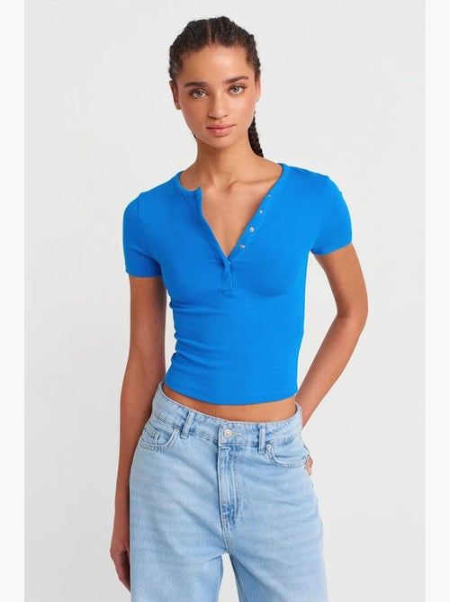 T-shirt court ajusté jersey manches courtes dilvin - Kiabi