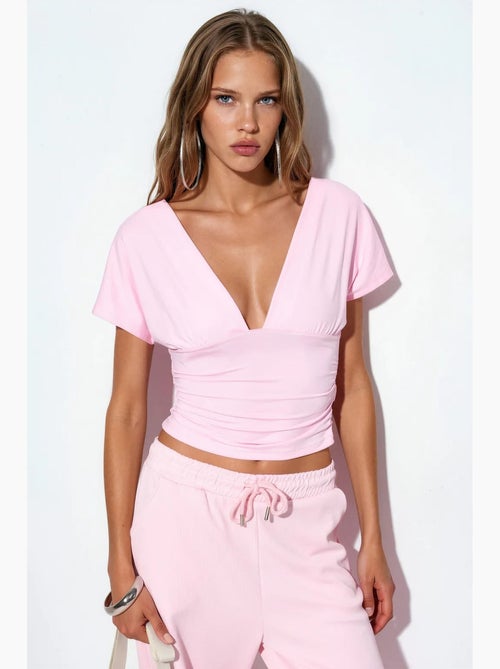 T-shirt court ajusté lien manches courtes busem - Kiabi