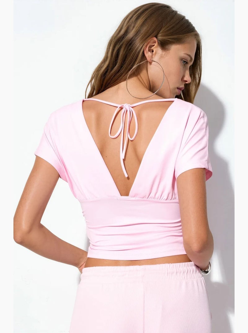 T-shirt court ajusté lien manches courtes busem Rose clair - Kiabi