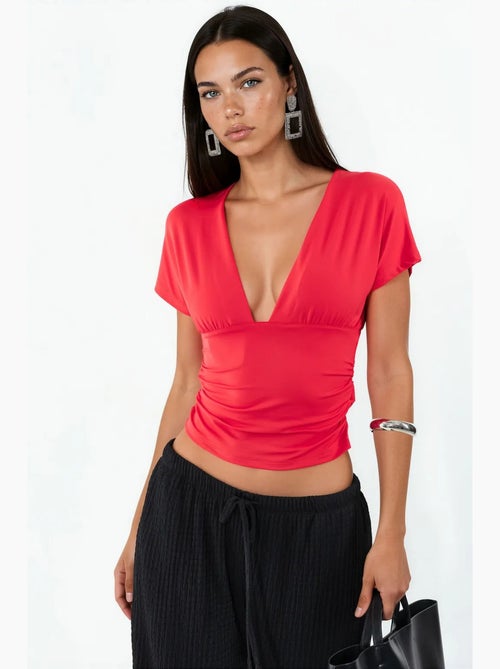 T-shirt court ajusté lien manches courtes busem - Kiabi
