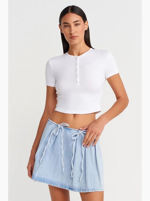 T-shirt court ajusté manches courtes boutons dilvin - Kiabi