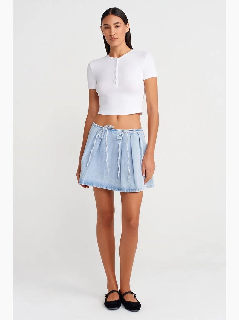 T-shirt court ajusté manches courtes boutons dilvin Blanc - Kiabi