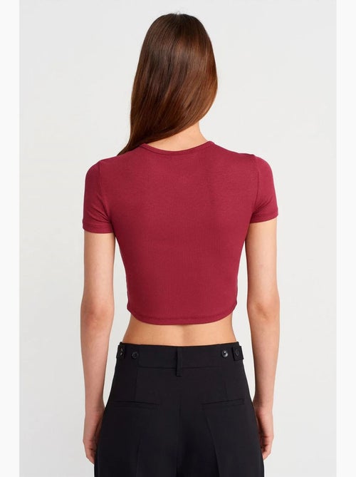 T-shirt court ajusté manches courtes boutons dilvin - Kiabi