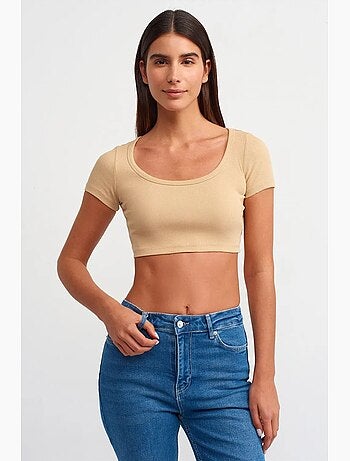 T-shirt court côtelé femme dilvin