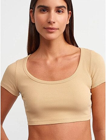 T-shirt court côtelé femme dilvin