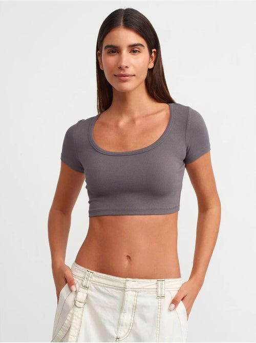T-shirt court côtelé femme dilvin - Kiabi