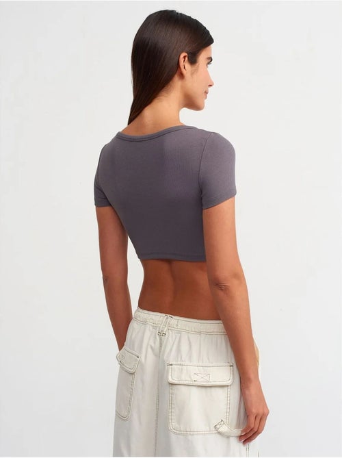 T-shirt court côtelé femme dilvin - Kiabi