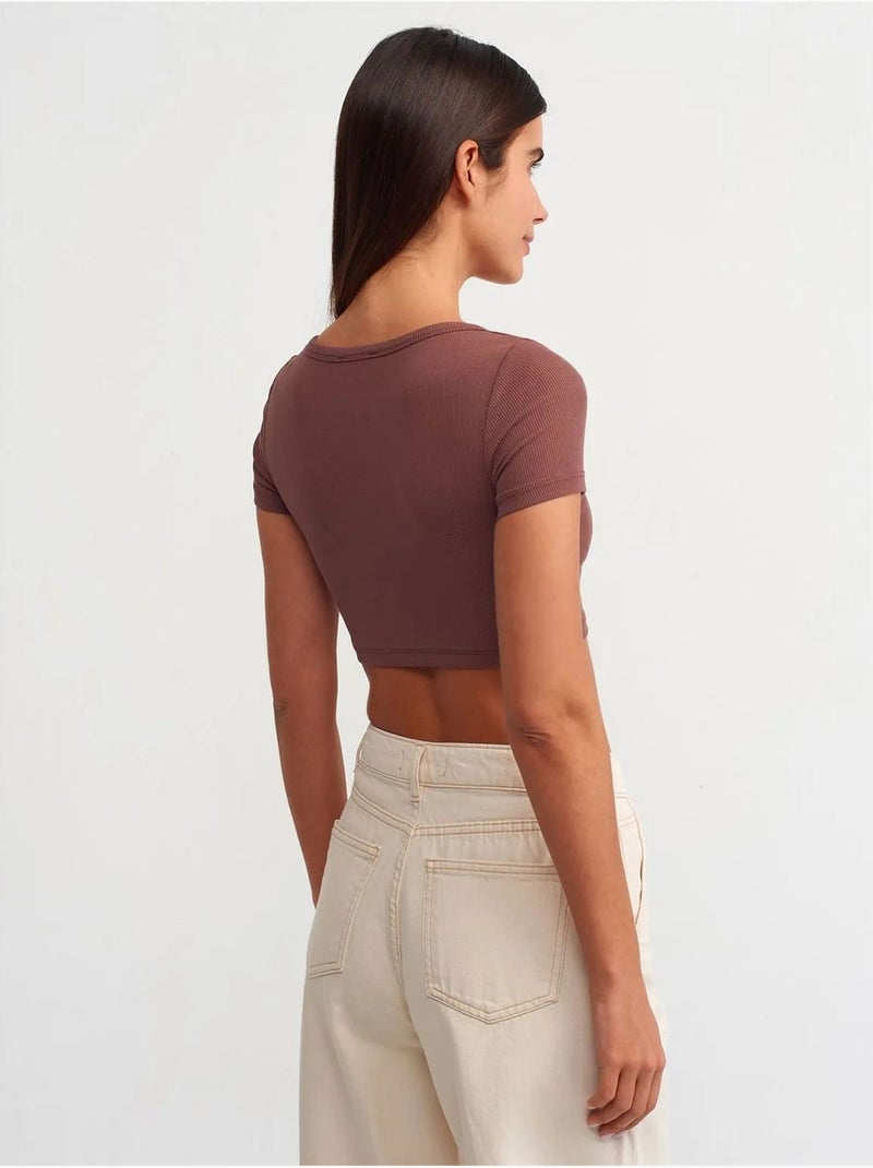 T-shirt court côtelé femme dilvin Mauve - Kiabi