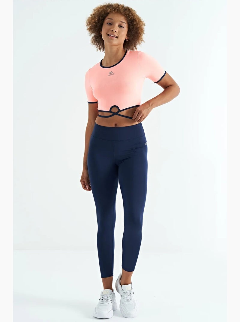 T-shirt court élastique à col rond tommy Corail - Kiabi