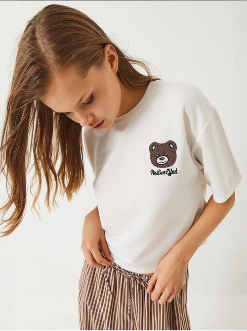 T-shirt court en jersey brodé teddy lucci - Kiabi