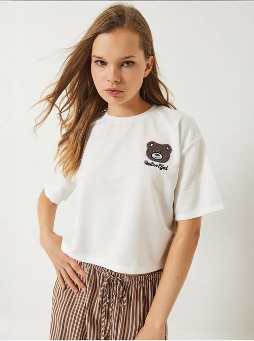 T-shirt court en jersey brodé teddy lucci - Kiabi