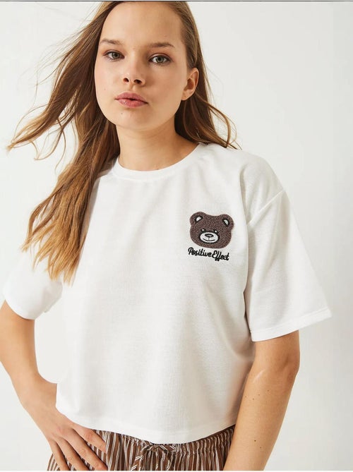 T-shirt court en jersey brodé teddy lucci - Kiabi