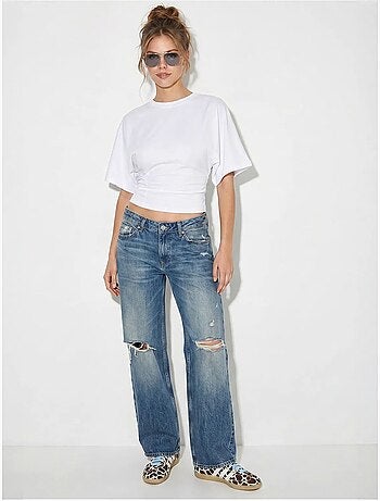 T-shirt court femme col rond lucci