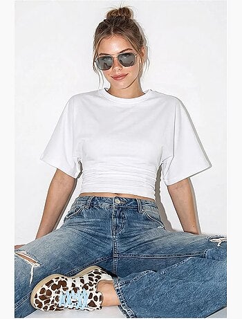 T-shirt court femme col rond lucci