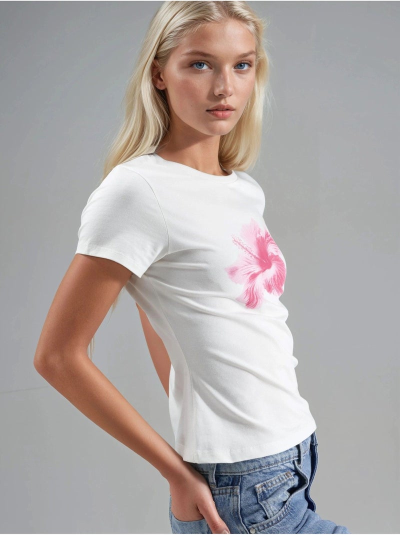 T-shirt court imprimé à col rond hiccup Blanc - Kiabi