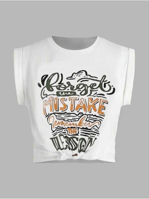 T-shirt court imprimé avec détail de bordure hiccup - Kiabi