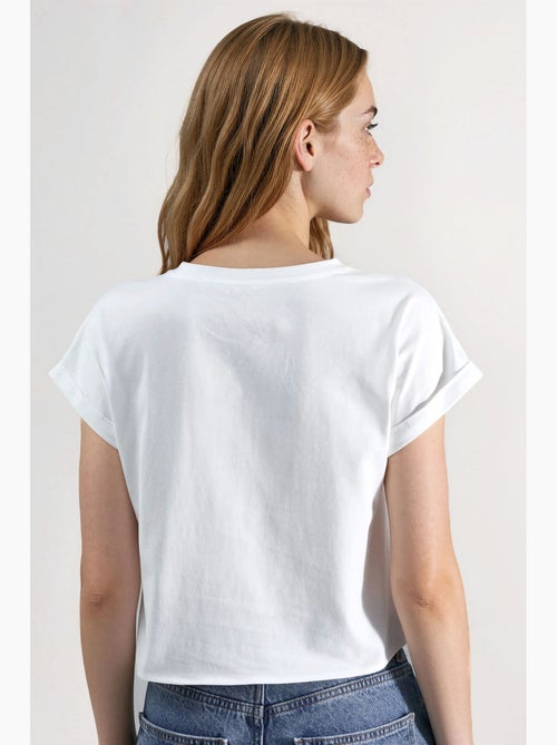 T-shirt court imprimé avec détail de bordure hiccup - Kiabi
