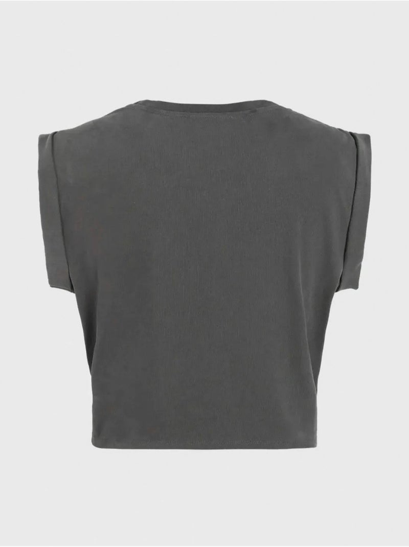 T-shirt court imprimé avec détail de bordure hiccup Gris - Kiabi