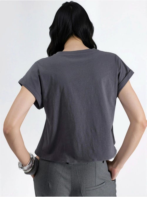 T-shirt court imprimé avec détail de bordure hiccup - Kiabi