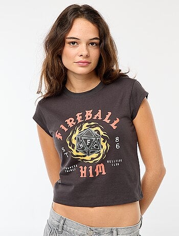 T-shirt court imprimé fantaisie