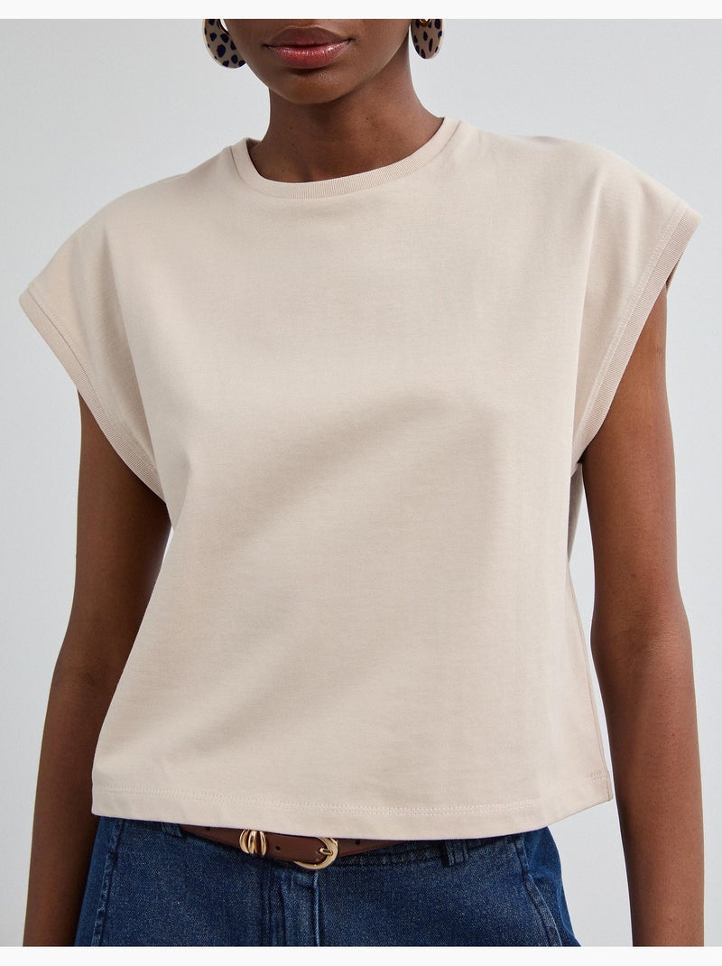 T-shirt court, mo fashion Beige - Kiabi