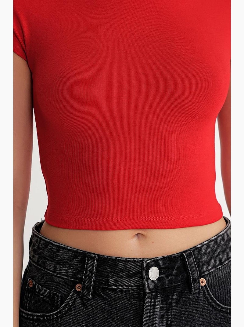 T-shirt court slim fit avec élastique mixray Rouge - Kiabi