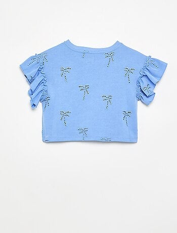 T-shirt crop avec broderie anglaise