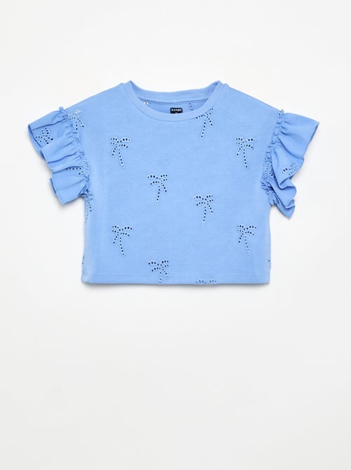 T-shirt crop avec broderie anglaise - Kiabi T-shirt crop avec broderie anglaise - Kiabi