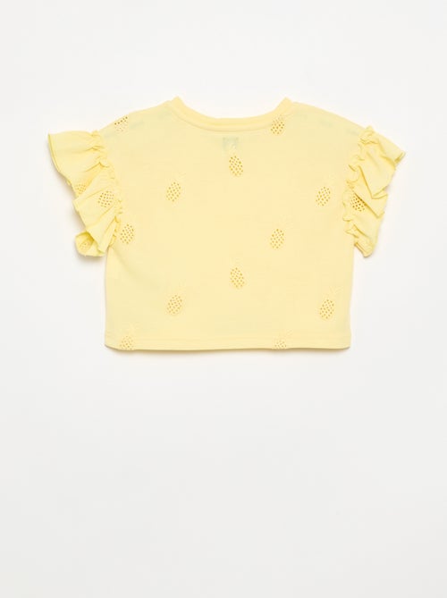 T-shirt crop avec broderie anglaise - Kiabi