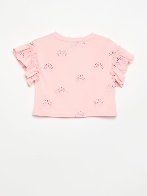 T-shirt crop avec broderie anglaise - Kiabi T-shirt crop avec broderie anglaise - Kiabi