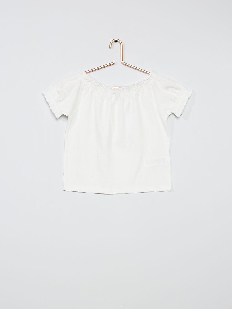 T-shirt crop bardot blanc - Kiabi