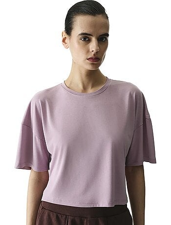 T-shirt crop en modal fendu penti