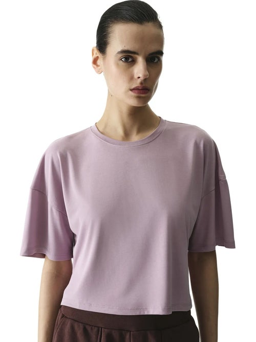 T-shirt crop en modal fendu penti - Kiabi T-shirt crop en modal fendu penti - Kiabi