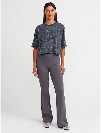 T-shirt crop oversize en coton à pois dilvin