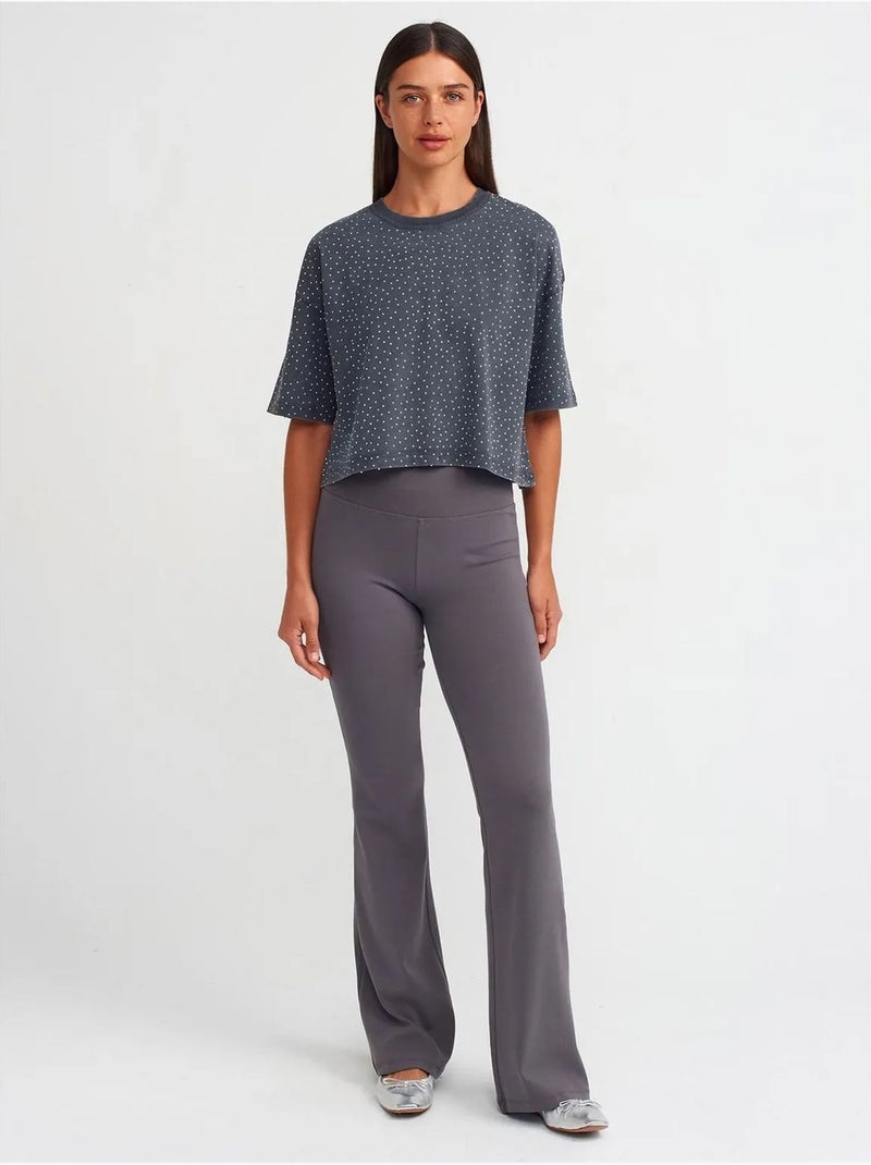 T-shirt crop oversize en coton à pois dilvin Gris Noir - Kiabi