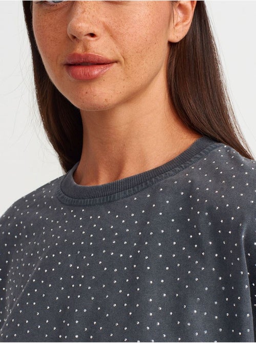 T-shirt crop oversize en coton à pois dilvin - Kiabi